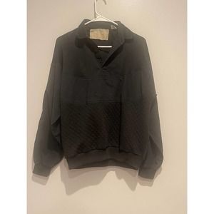 Vintage‎ Men's Pullover Navy Blue Quilted Long Sleeve Top 80s